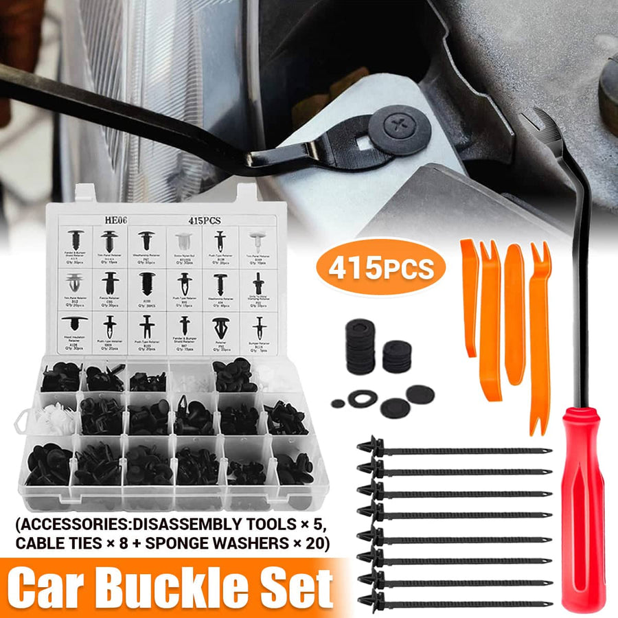 Car Buckle Set of 415 for Auto Body Trim, Bumper and Fender Repair