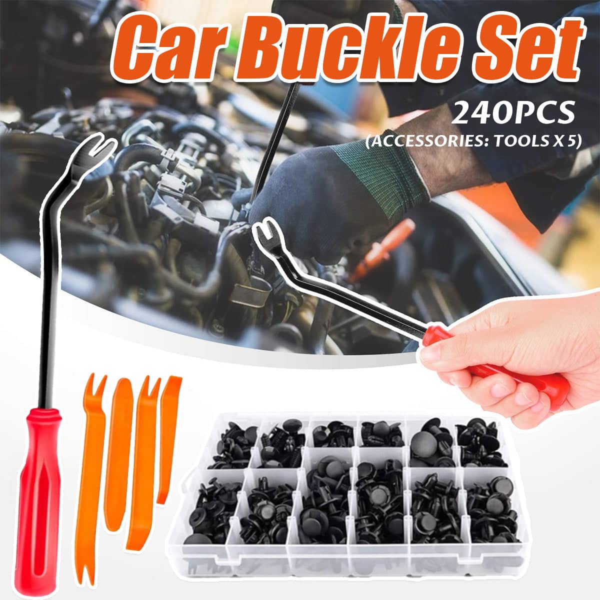 Car Buckle Set Pack of 240 for Auto Body Trim, Bumper and Fender Repair