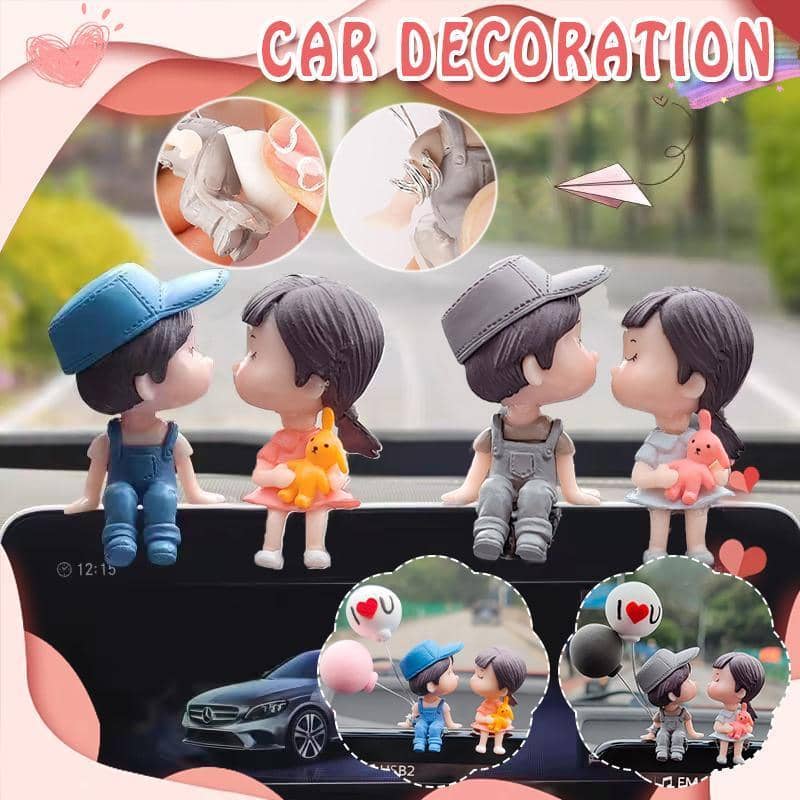 Car Dashboard Couple Ornament Set - Grey Boy and Girl - view 2