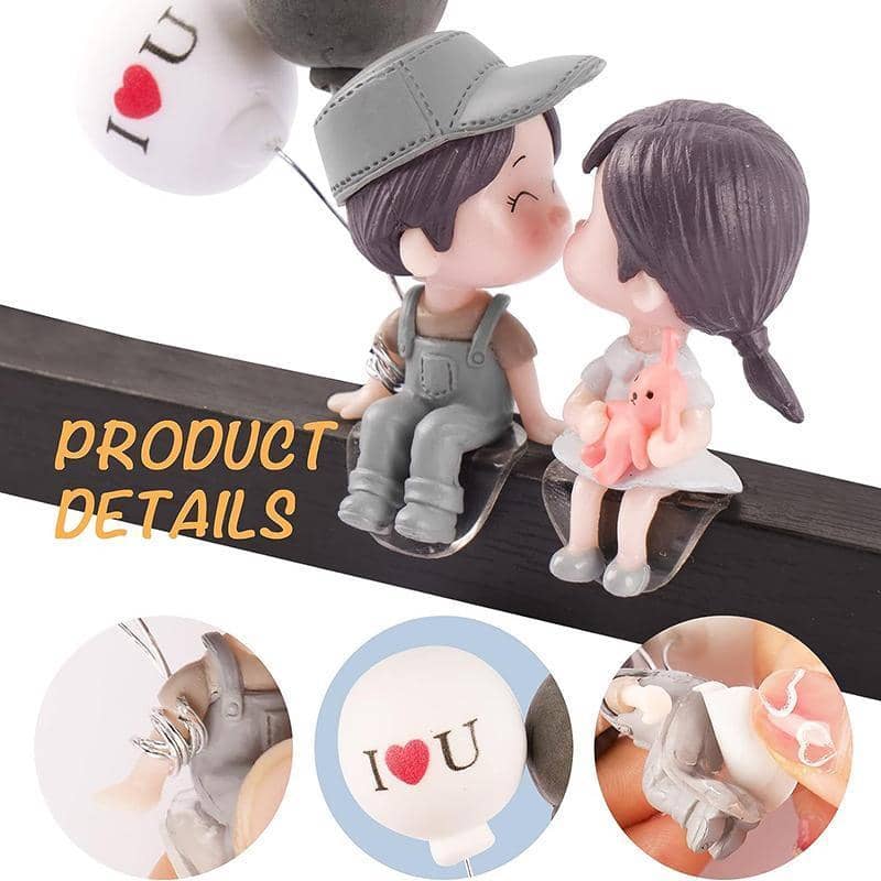 Car Dashboard Couple Ornament Set - Grey Boy and Girl - view 5