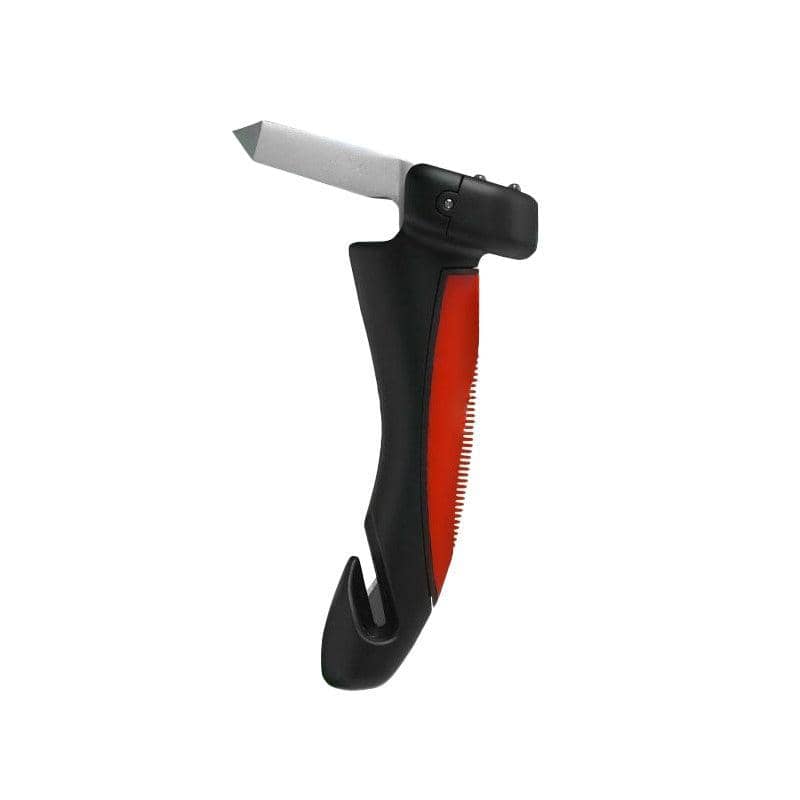 Car Door Handle Standing Aid with Window Breaker and Seat Belt Cutter - Black and Red