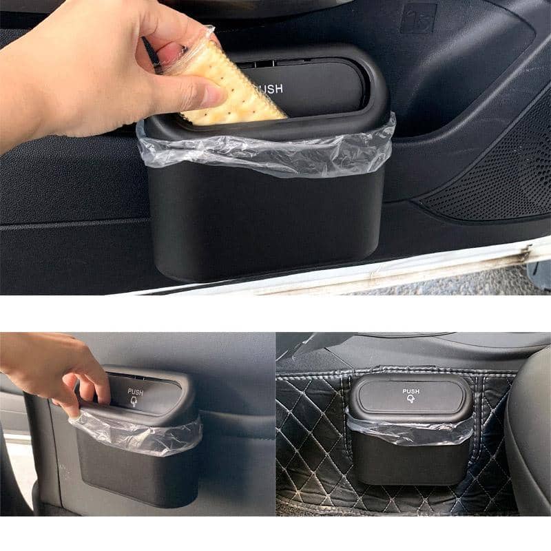 Car Door Wastebasket Multifunctional Storage Box Trash Bin Organiser - Black - view 5