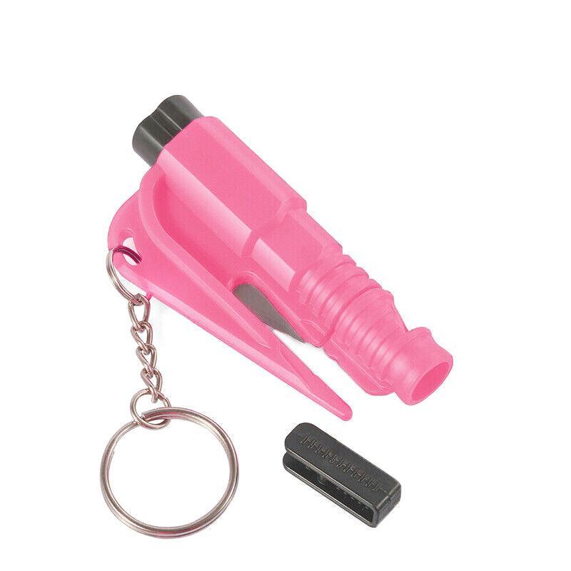 Car Emergency Escape Tool with Cutter and Whistle - Pink