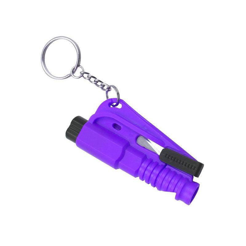 Car Emergency Escape Tool with Cutter and Whistle - Purple