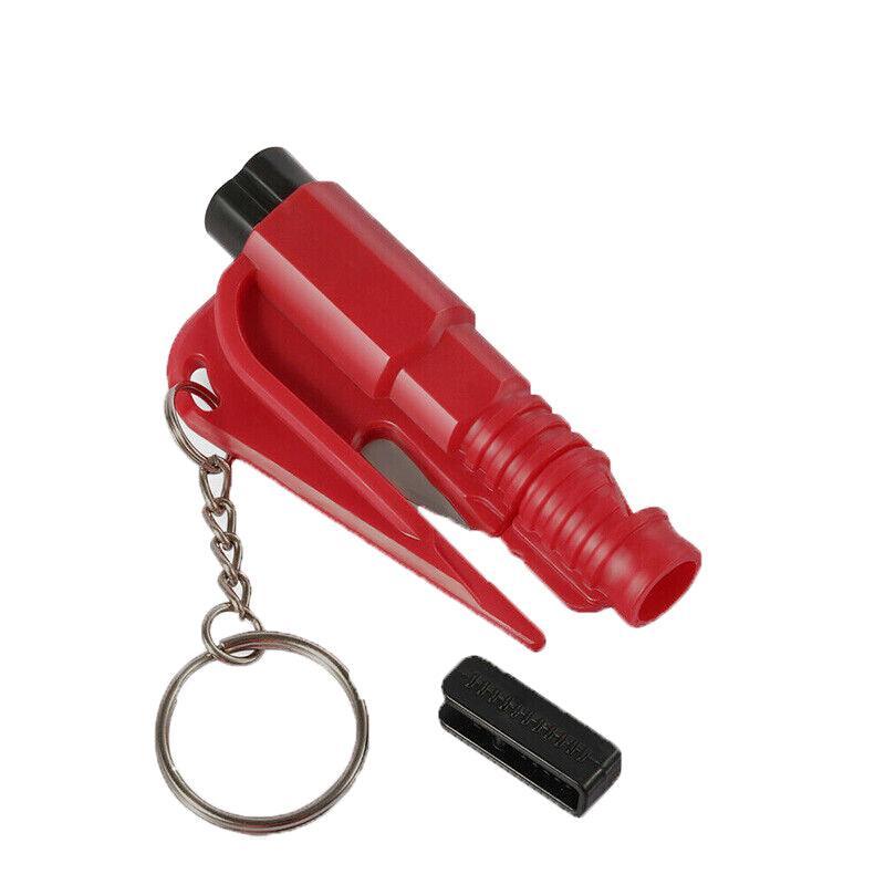 Car Emergency Escape Tool with Cutter and Whistle - Red