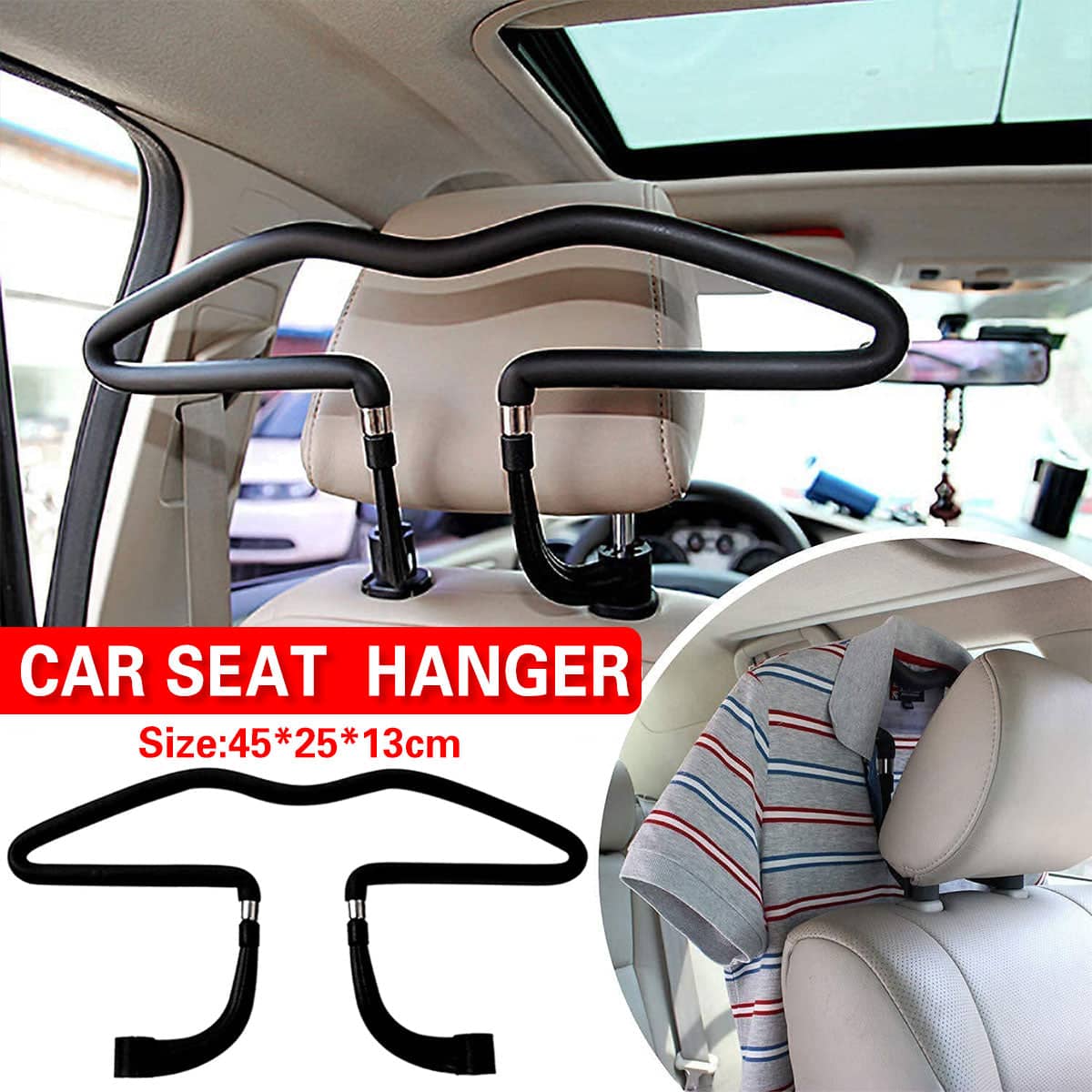 Car Headrest Clothes Rack, Back Seat Garment Hanger Bar - view 4