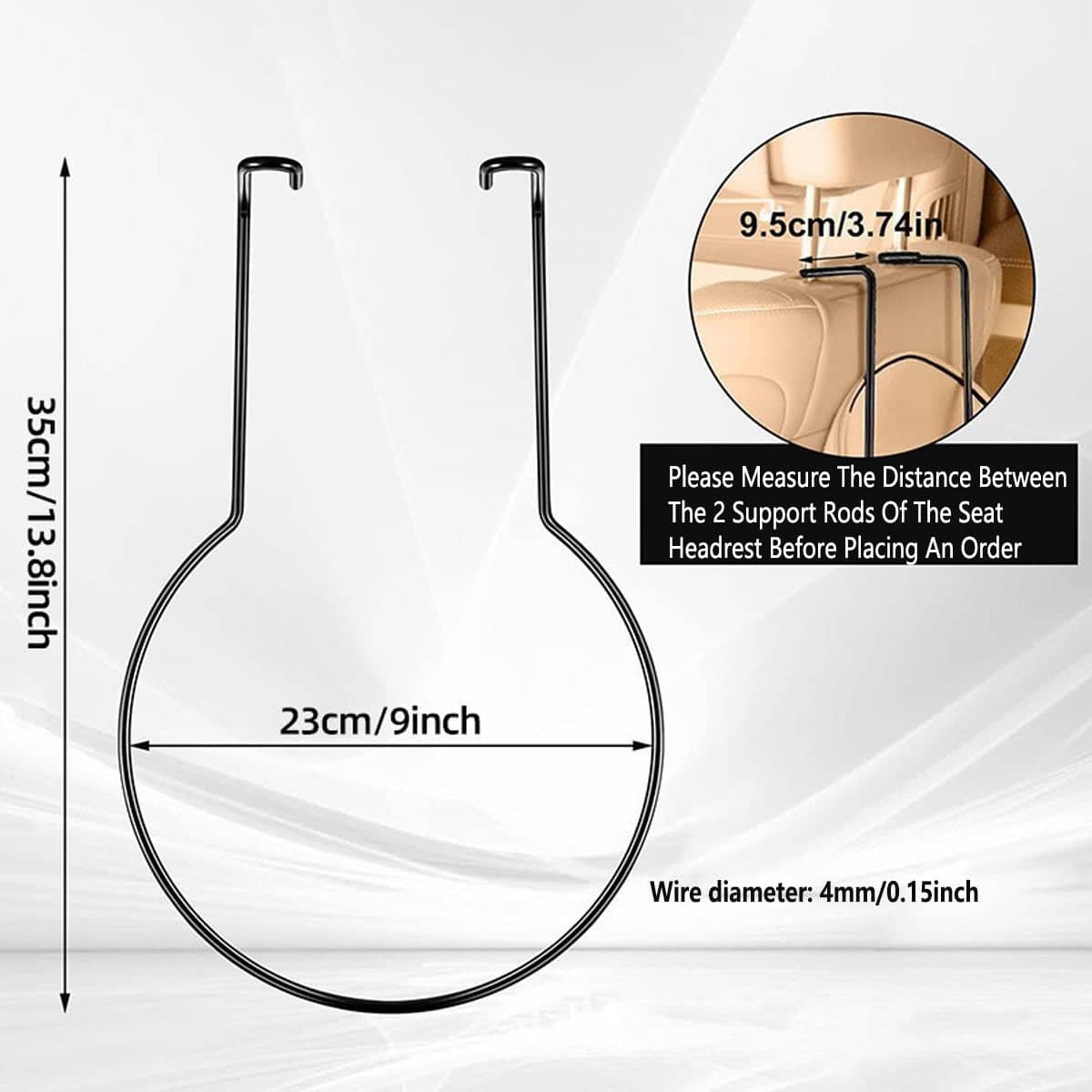 Car Headrest Hat Rack, 4mm Metal Wire Hanger for Hats, Caps and Coats - view 3