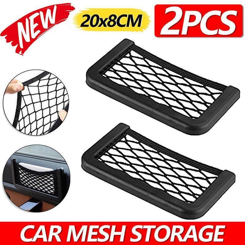 Car Mesh Storage Holder with Adhesive Backing, Pack of 2