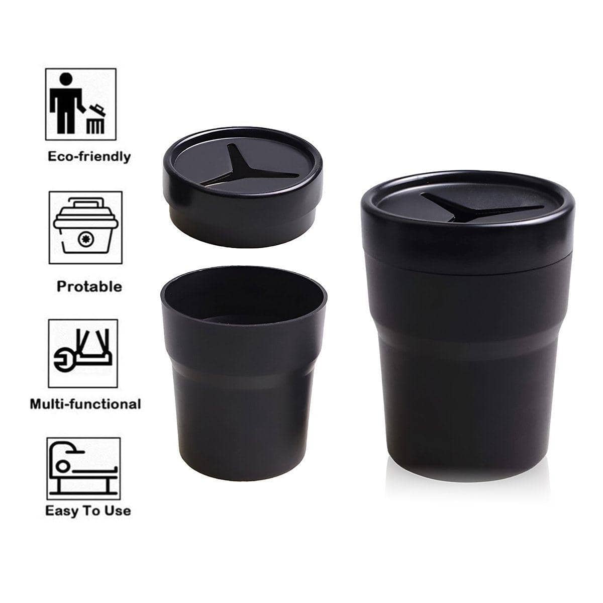 Car Mini Trash Cans for Cup Holders - Black, Pack of 2 - view 4