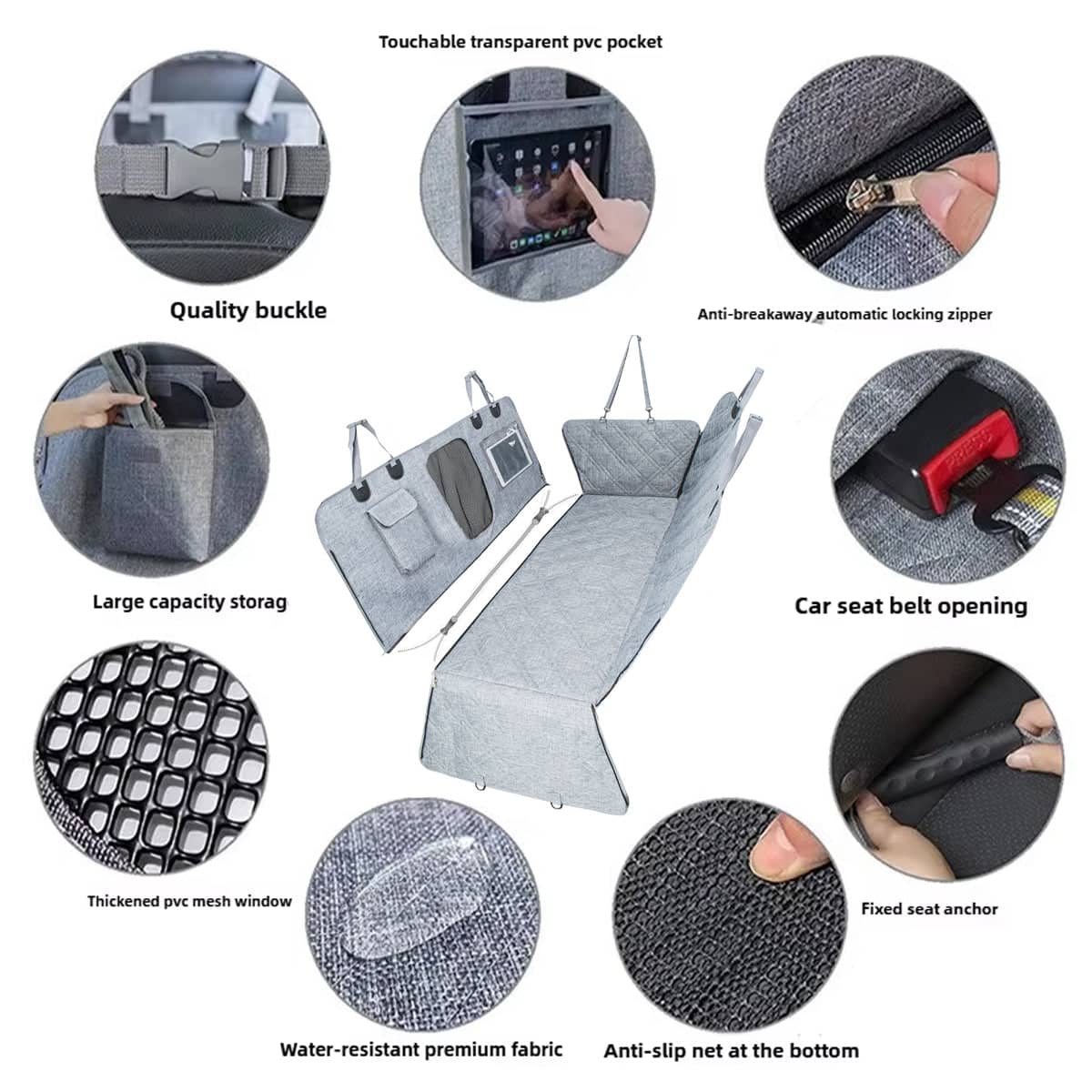 Car Rear Seat Pet Mat for Dogs and Cats, Detachable Waterproof Non-Slip Washable Cover - view 4