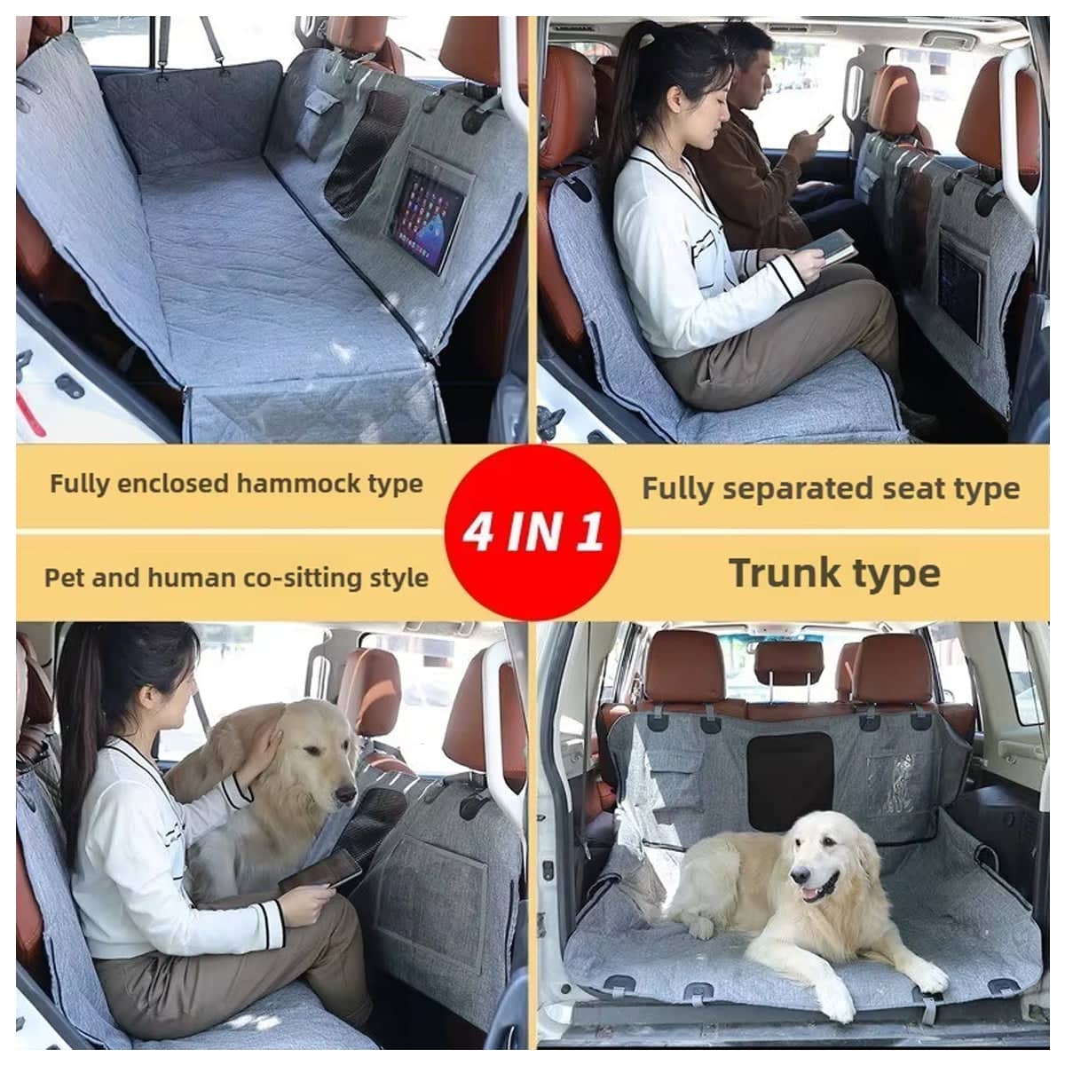 Car Rear Seat Pet Mat for Dogs and Cats, Detachable Waterproof Non-Slip Washable Cover - view 5