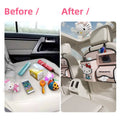 Car Seat Back Organiser with Foldable Rubbish Bin, Faux Leather - Pink - view 4