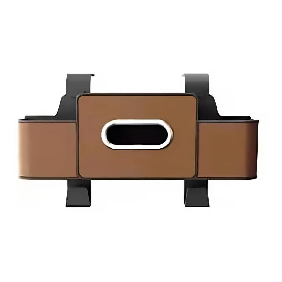 Car Seat Back Storage Box with Tissue Holder and Cup Holders - Brown