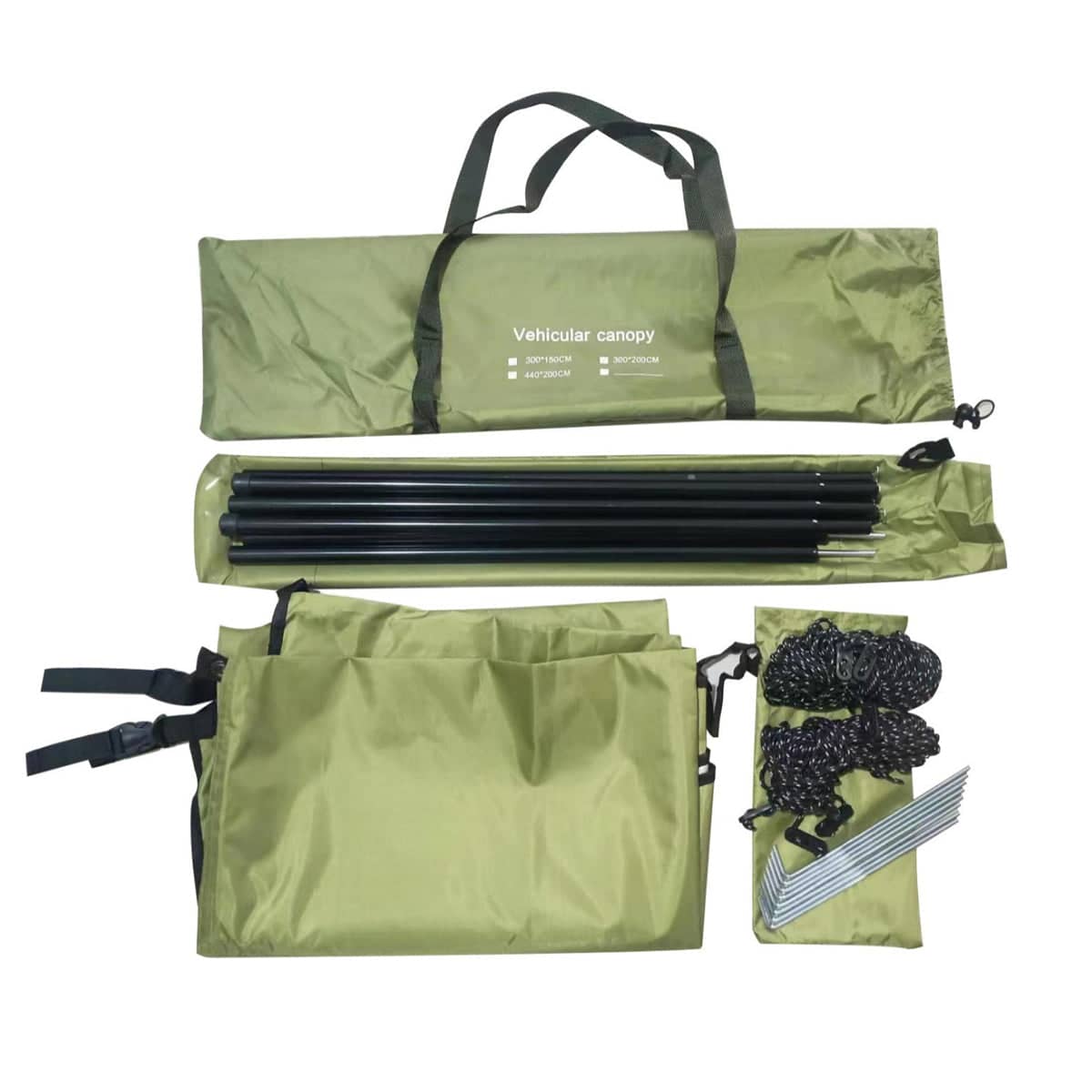 Car Side Awning Tent 300 x 200 cm, Military Green Rear Canopy Shelter for SUVs - view 2