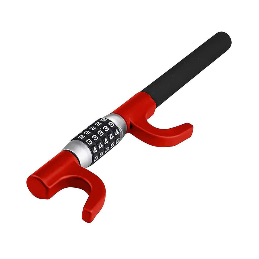 Car Steering Wheel Lock with 5-Digit Combination Code - Red