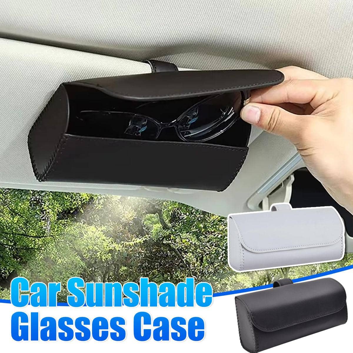 Car Sun Visor Glasses Holder Case - Grey - view 2