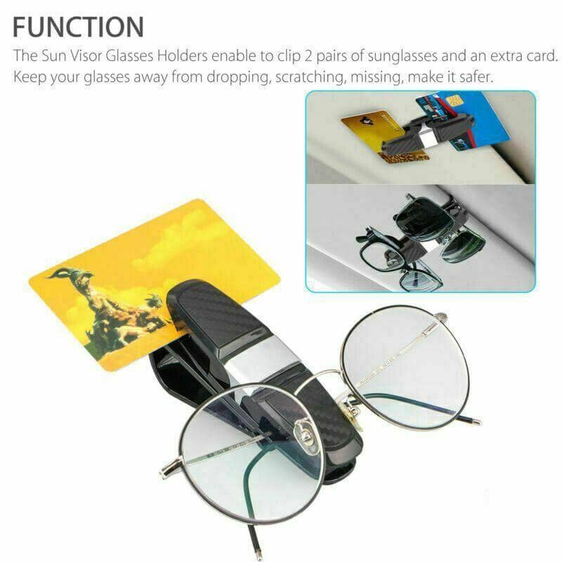 Car Sun Visor Glasses Holder Clip for Sunglasses and Cards - Black and Silver - view 5