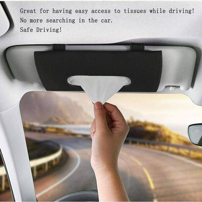 Car Sun Visor Tissue Box Holder and Napkin Organiser, Black - view 5
