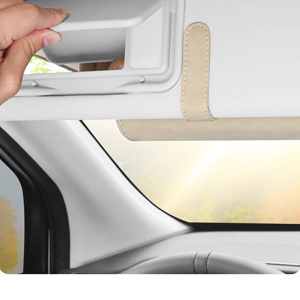 Car Sunglasses Holder, Faux Leather Sun Visor Case - Brown - view 5