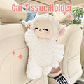 Car Tissue Box, Plush Sheep Design - Beige and White, 15 x 36 cm