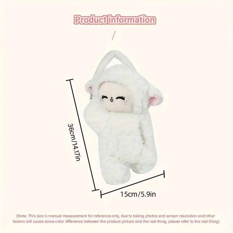Car Tissue Box, Plush Sheep Design - Beige and White, 15 x 36 cm - view 3