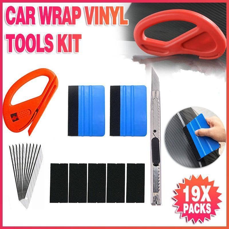Car Vinyl Wrap Tool Kit, Pack of 19 - Squeegees, Cutter Knife and Felt Pads