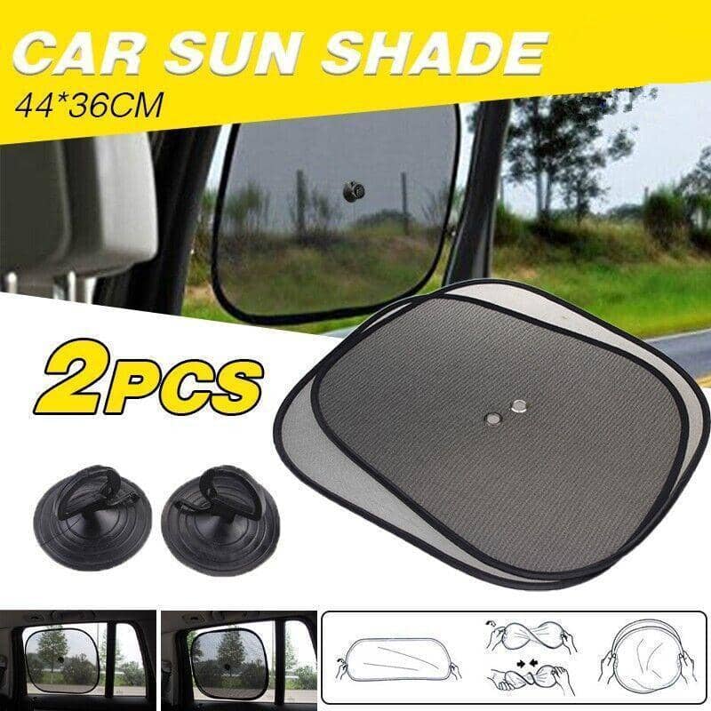 Car Window Sun Shade Mesh Visor for Rear and Side Windows, 44 x 36 cm, Pack of 2
