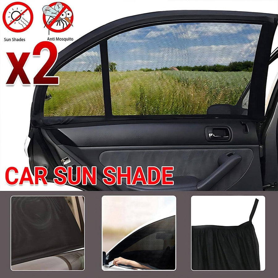 Car Window Sun Shades, 2 Pack - Black, 55 x 105cm