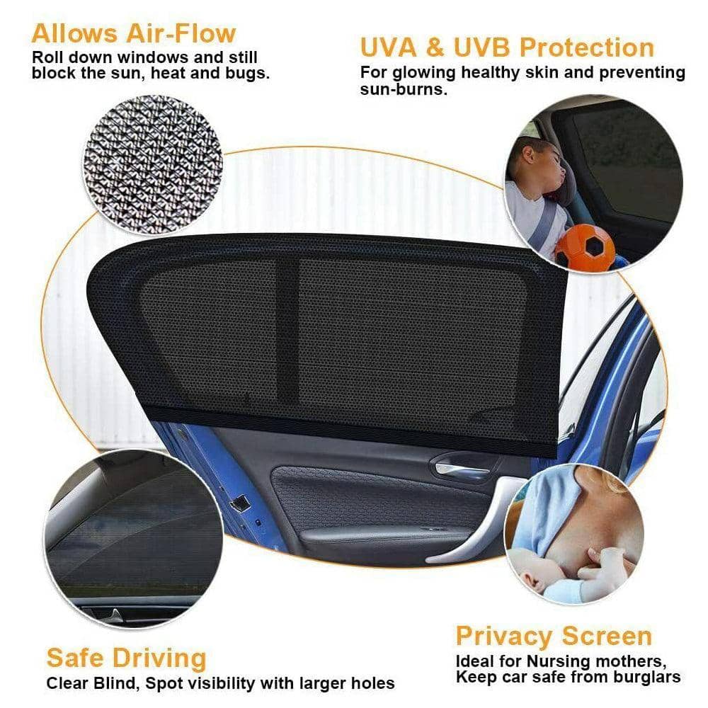 Car Window Sun Shades, 2 Pack - Black, 55 x 105cm - view 5