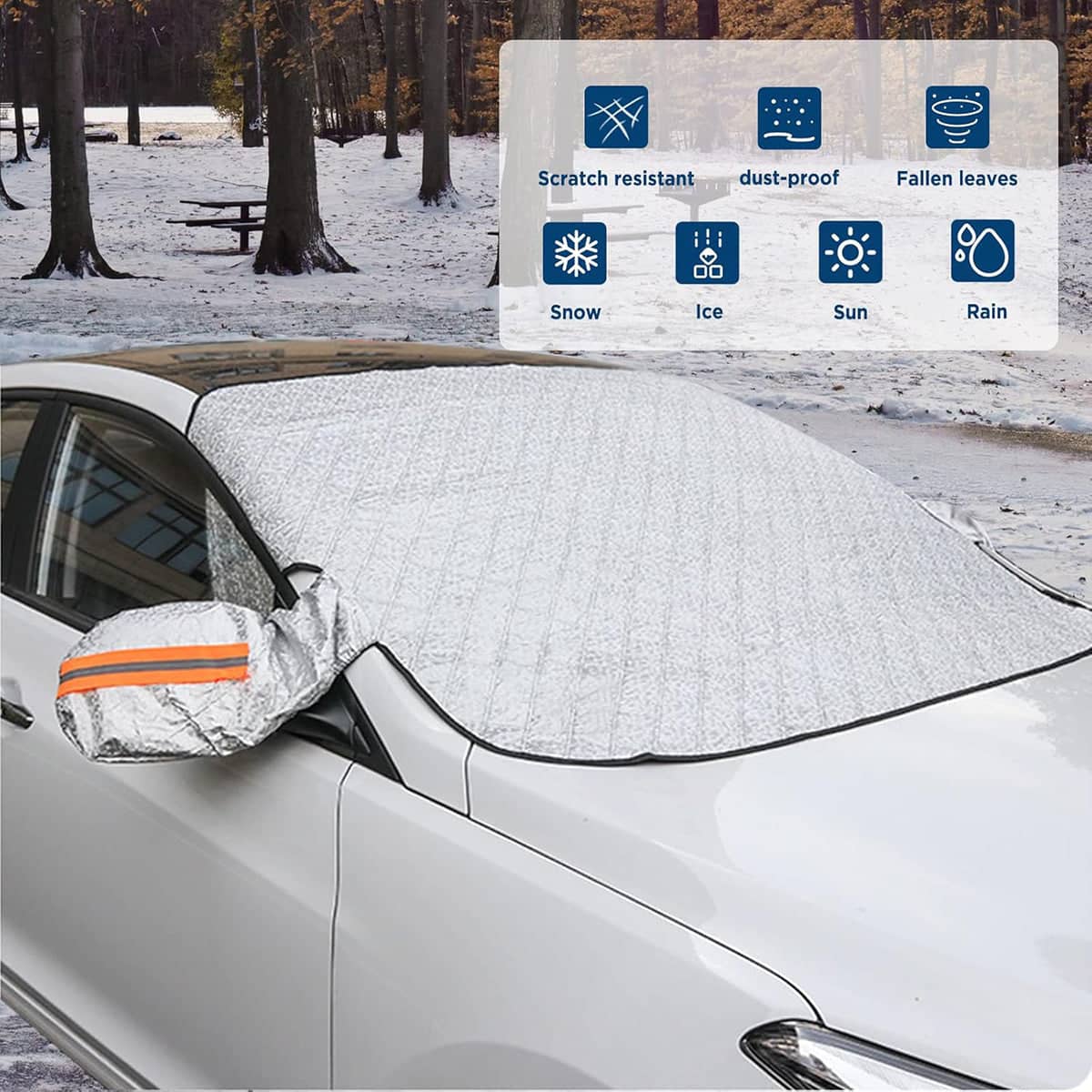 Car Windshield Cover for Snow, Frost and Sun - Silver, 230 x 145 cm - view 4