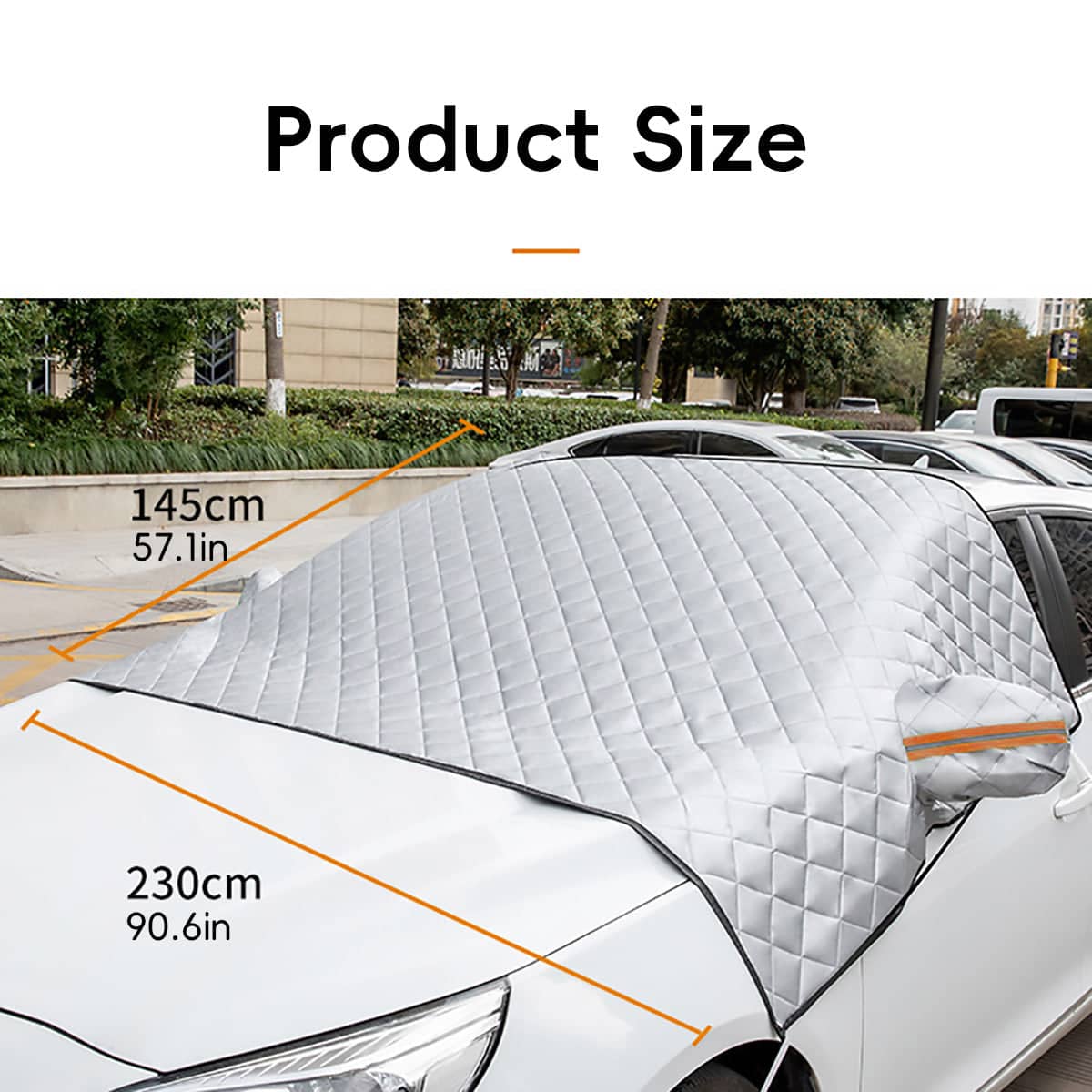 Car Windshield Cover for Snow, Frost and Sun - Silver, 230 x 145 cm - view 5