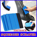 Car Wrapping Vinyl Squeegee Scraper Tools with Soft Felt Edge - Blue, Pack of 4