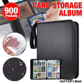 Card Holder Storage Album, 900 Pockets, Faux Leather - Black