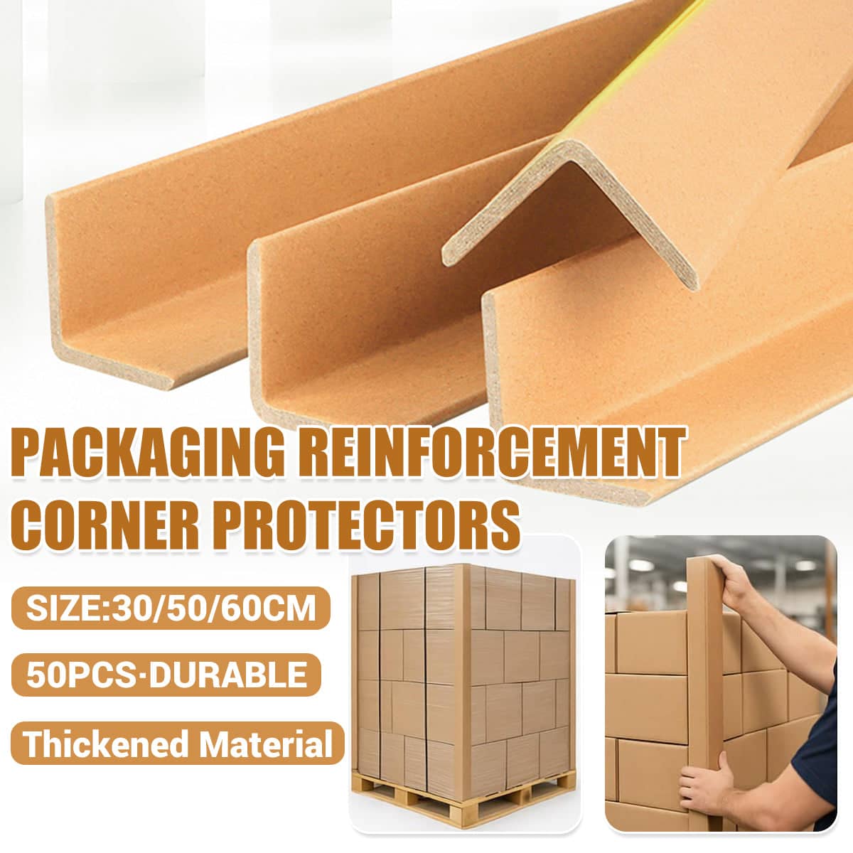 Cardboard Corner Protectors, L-Shape - 60 cm, 50 Pack - view 2