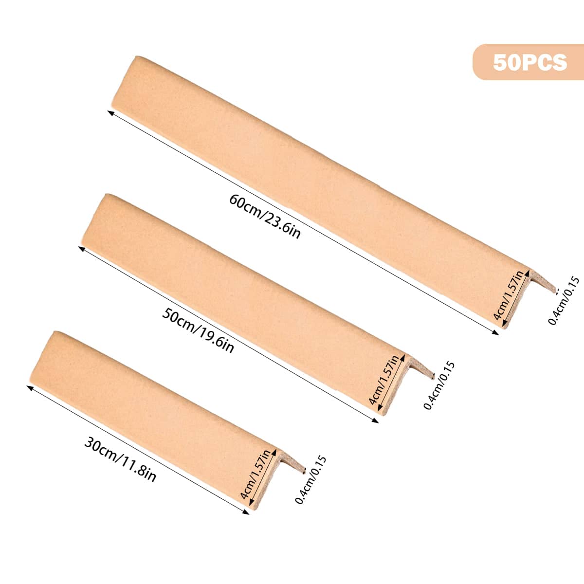 Cardboard Corner Protectors, L-Shape - 60 cm, 50 Pack - view 4