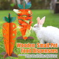 Carrot Shaped Wooden Food Dispenser for Rabbits and Small Pets, Chew Enrichment Toy