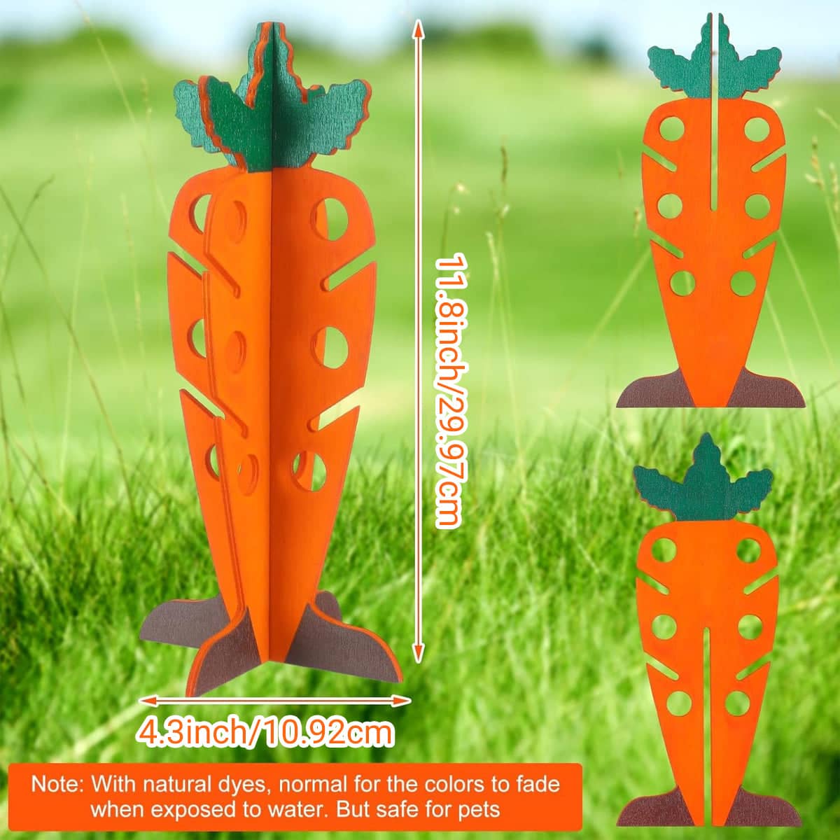 Carrot Shaped Wooden Food Dispenser for Rabbits and Small Pets, Chew Enrichment Toy - view 3