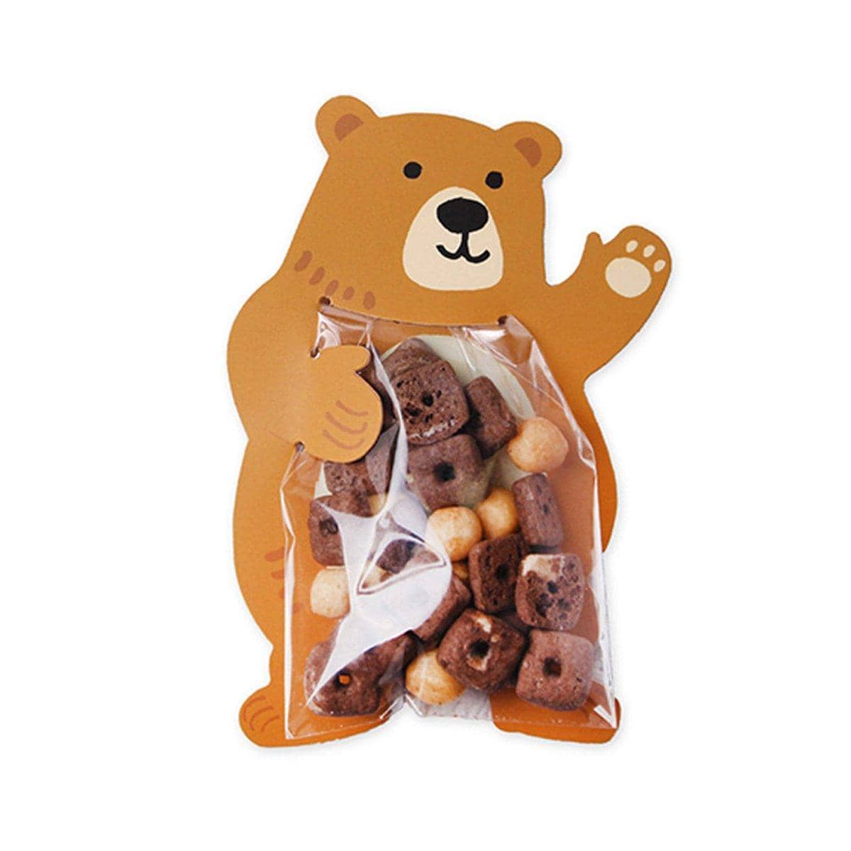 Cartoon Animal Candy Bags for Party Favours, Pack of 100 - Cuddly Bear