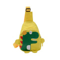 Cartoon Dinosaur Crossbody Chest Sling Bag with Adjustable Strap - Yellow