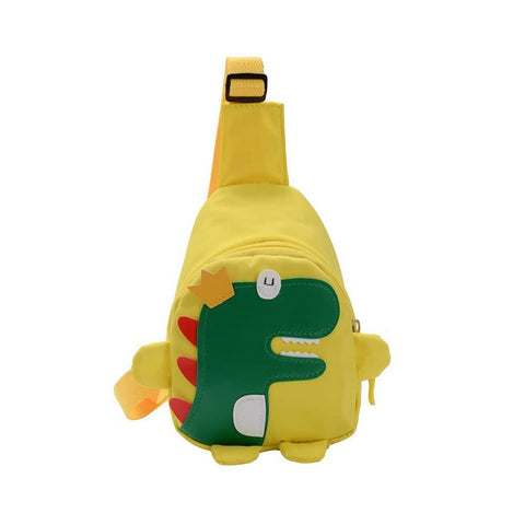 Cartoon Dinosaur Crossbody Chest Sling Bag with Adjustable Strap - Yellow