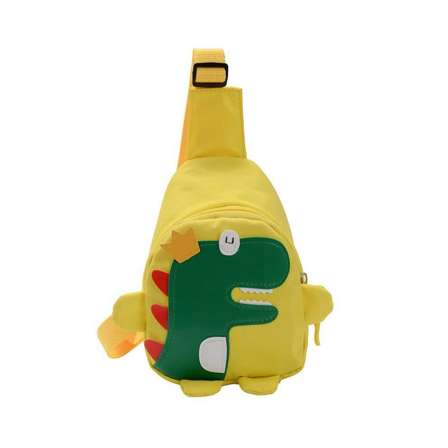 Cartoon Dinosaur Crossbody Chest Sling Bag with Adjustable Strap - Yellow