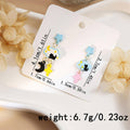 Cartoon Drop Earrings, Asymmetrical Pair - Cloud with Black Cat - view 5