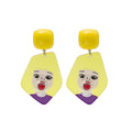 Cartoon Drop Earrings - Yellow Girl with Bubble