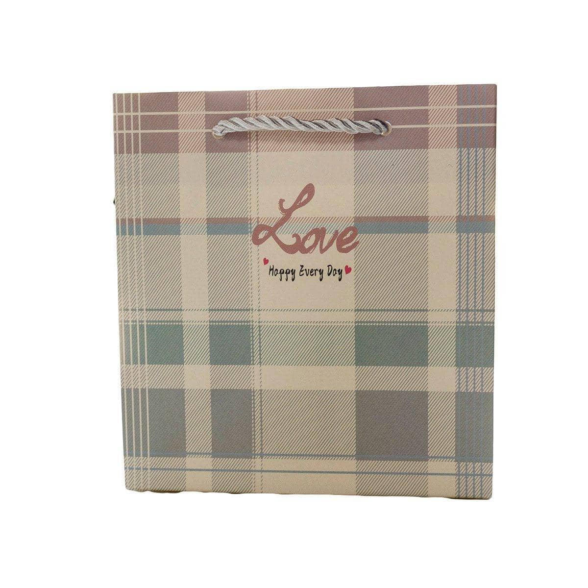 Cartoon Paper Gift Bags Tote, Pack of 25, 14 x 15 x 7 cm - Lattice Design