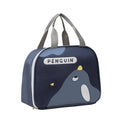 Cartoon Penguin Print Insulated Lunch Bag for Boys and Girls - Navy