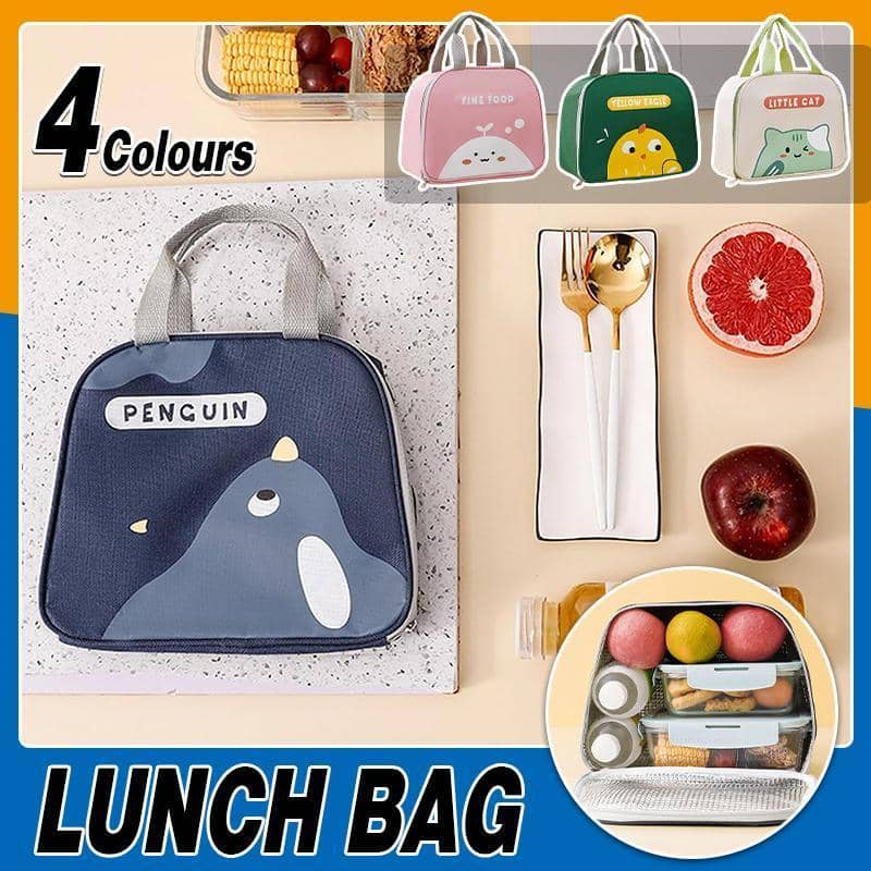 Cartoon Penguin Print Insulated Lunch Bag for Boys and Girls - Navy - view 2