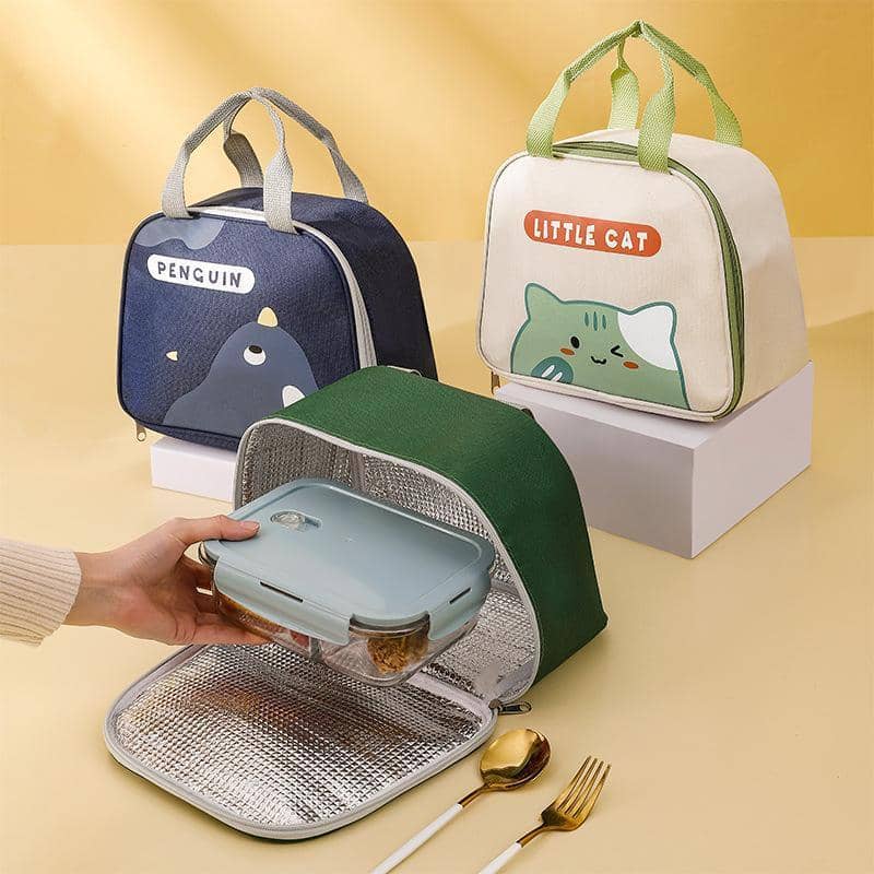 Cartoon Penguin Print Insulated Lunch Bag for Boys and Girls - Navy - view 4
