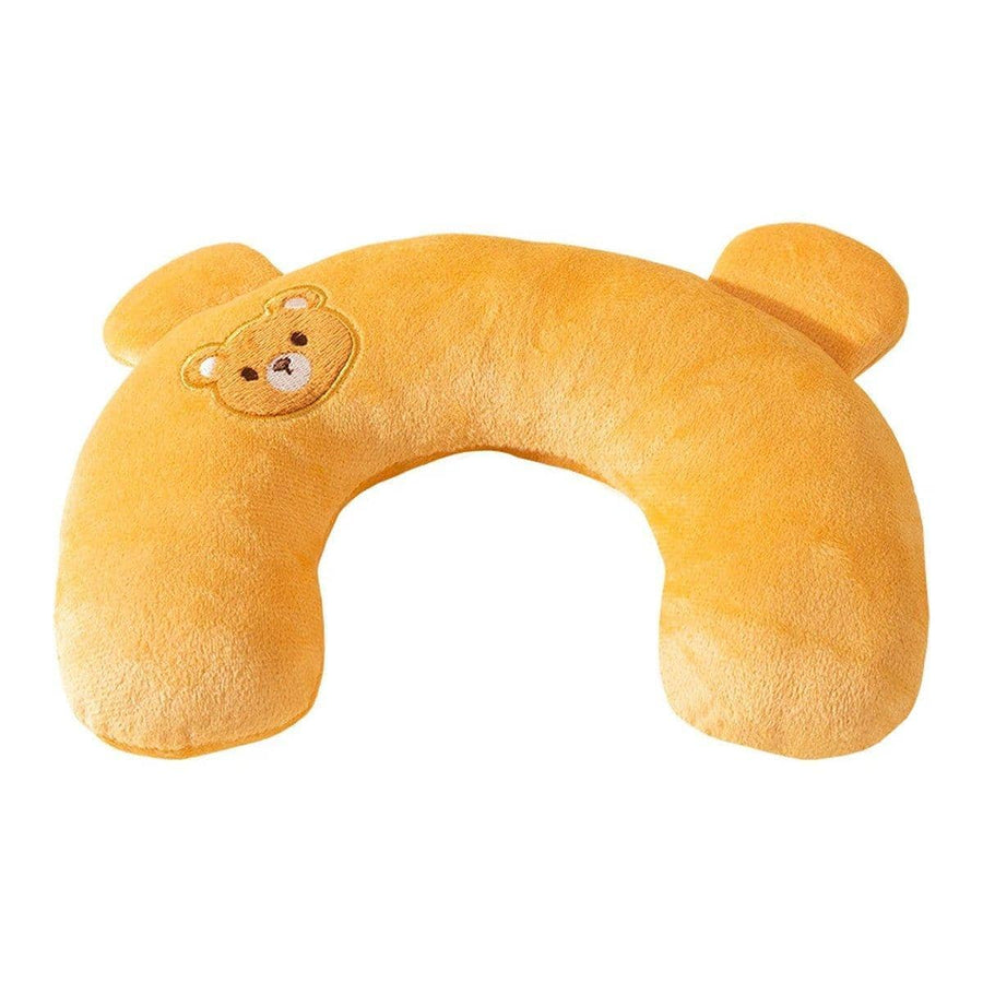 Cartoon U-Shaped Pet Pillow Breathable Cat and Dog Cushion - Brown