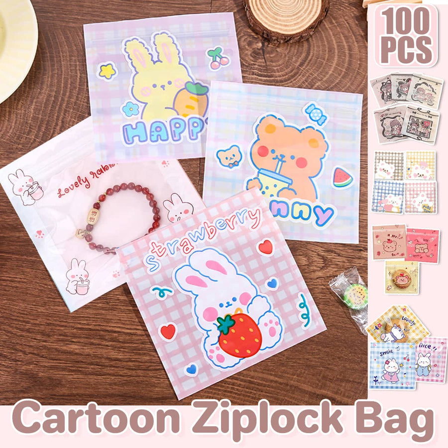 Cartoon Ziplock Bags for Snacks, Candy and Cookies - Pack of 100, Style 5