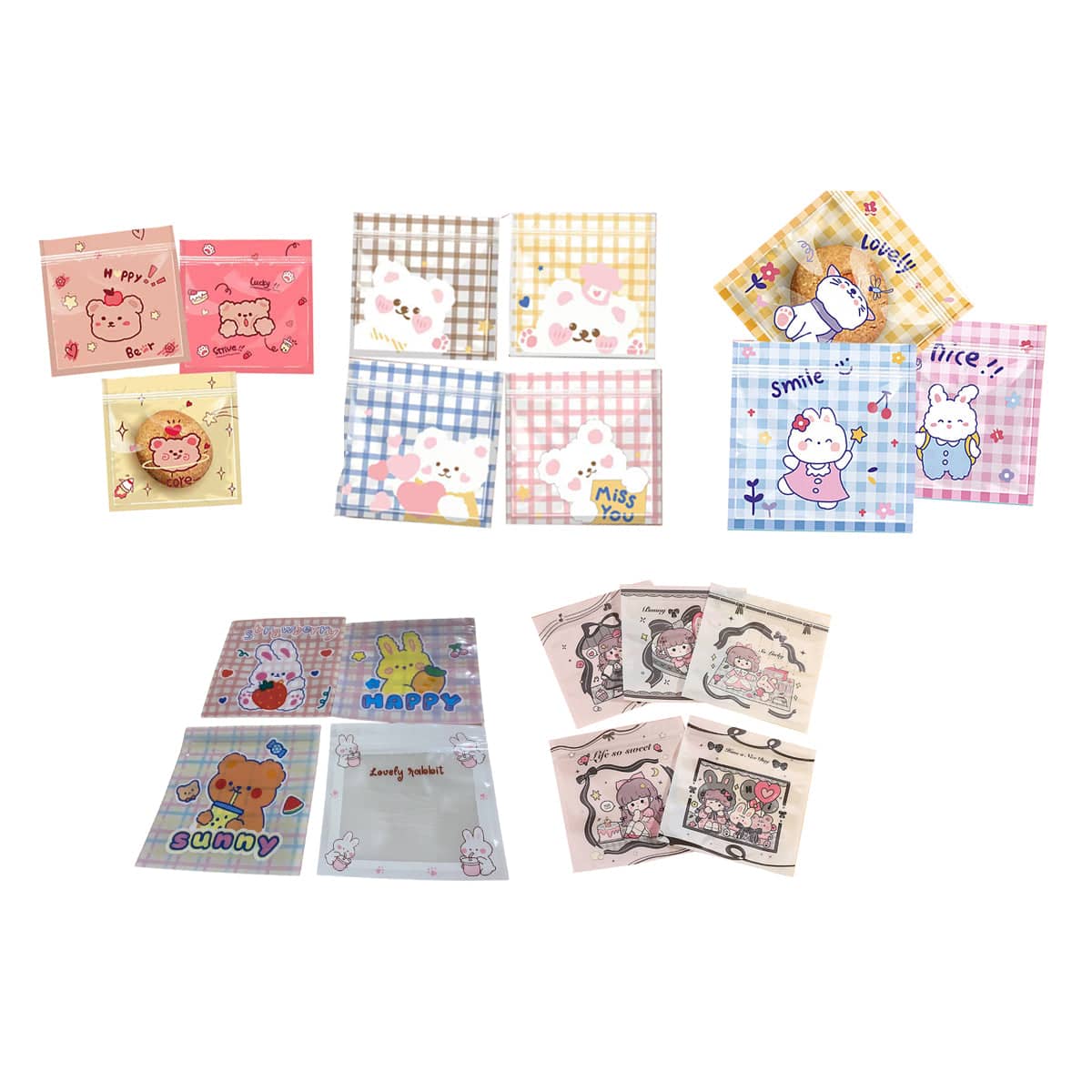 Cartoon Ziplock Bags for Snacks, Candy and Cookies - Pack of 100, Style 5 - view 2